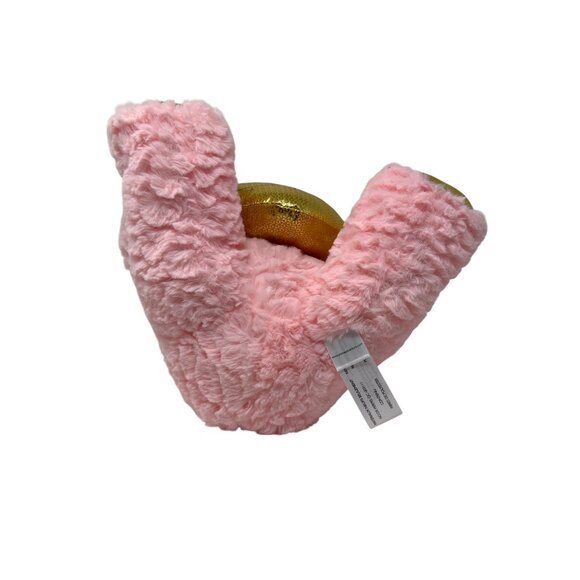 Plush Pink Teddy Bear Golden Heart Feet Hello Cutie Pie Stuffed Animal Valentine - Picture 7 of 9